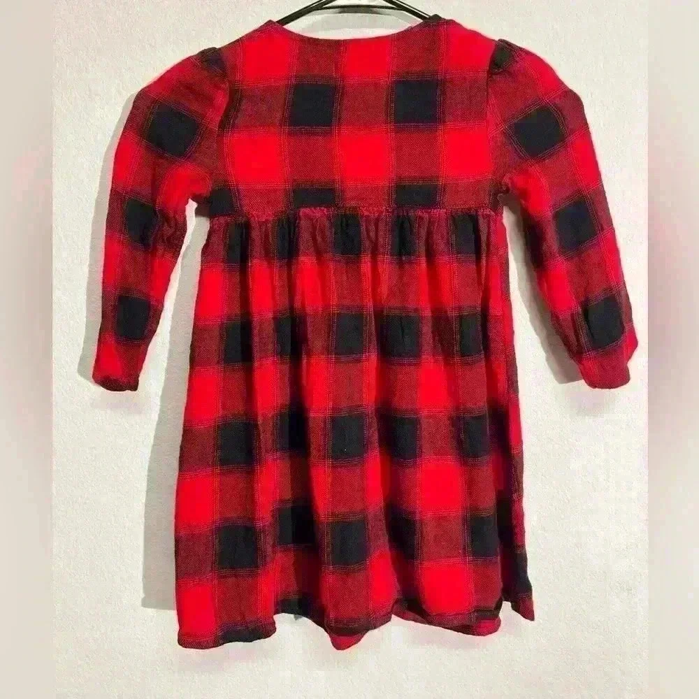 Old Navy Girls 5T Buffalo Red Black‎ Plaid Dress Christmas Holiday Winter
